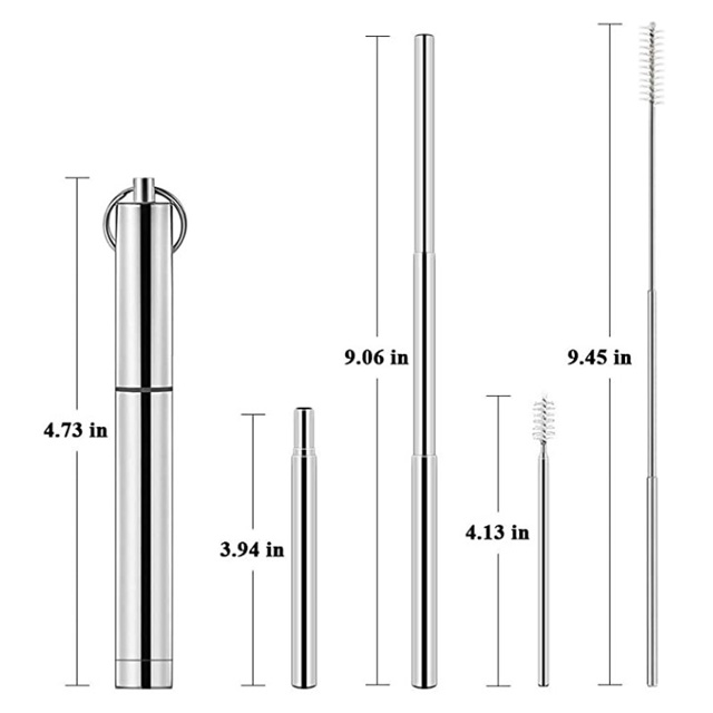 juegos de pajitas plegables reutilizables de acero inoxidable, con funda de aluminio juegos de pajitas plegables reutilizables de acero inoxidable, con funda de aluminio