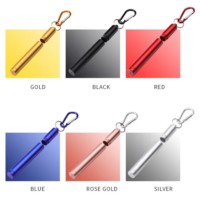 juegos de pajitas plegables reutilizables de acero inoxidable, con funda de aluminio juegos de pajitas plegables reutilizables de acero inoxidable, con funda de aluminio