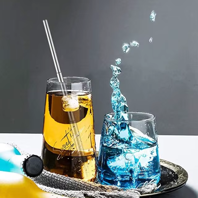 juegos de pajitas plegables reutilizables de acero inoxidable, con funda de aluminio juegos de pajitas plegables reutilizables de acero inoxidable, con funda de aluminio