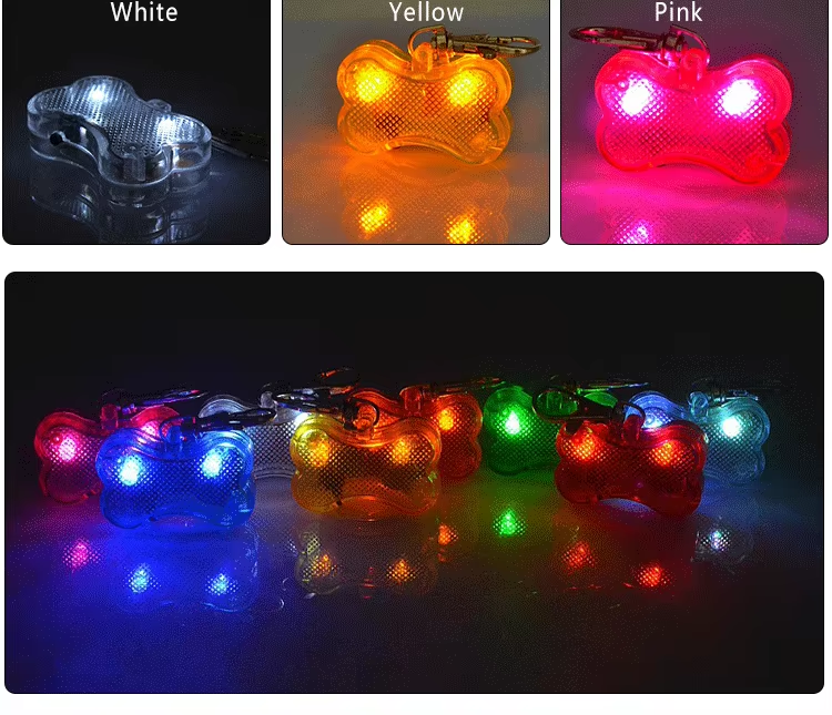 luz de seguridad led al por mayor de alta calidad para mascotas o niños perro con etiqueta de identificación hueso de perro colgantes de luz led para collar de mascota luz de seguridad led al por mayor de alta calidad para mascotas o niños perro con etiqueta de identificación hueso de perro colgantes de luz led para collar de mascota