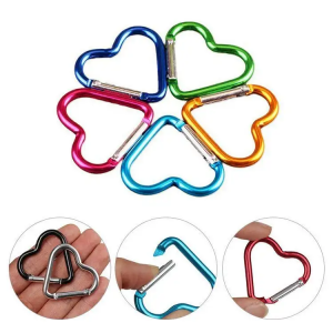 aleación de aluminio con hebilla rápida en forma de corazón para llaveros de mochila y escalada con gancho de resorte accesorio para portatarjetas