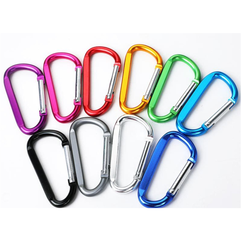 mosquetón en forma de d con gancho de resorte de aluminio y logotipo personalizado mosquetón en forma de d con gancho de resorte de aluminio y logotipo personalizado